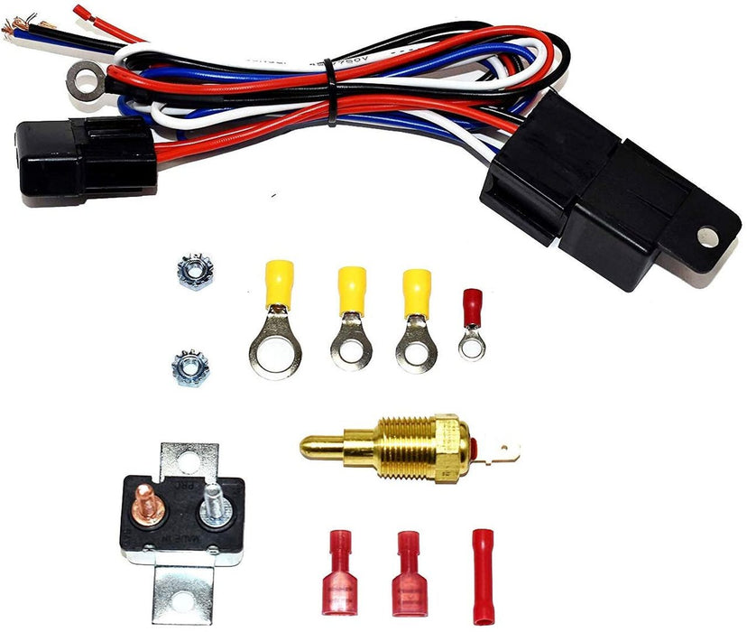 A-Team Performance 16" Heavy Duty 12V Radiator Electric Wide Curved S Blade FAN & Thermostat Kit - Southwest Performance Parts