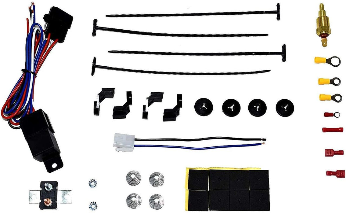A-Team Performance 16" Heavy Duty 12V Radiator Electric Wide Curved S Blade FAN & Thermostat Kit - Southwest Performance Parts