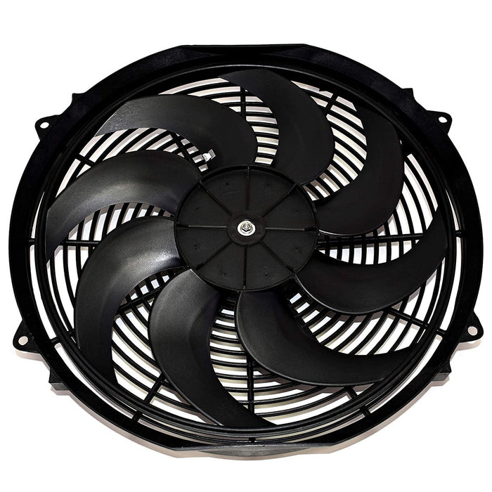 A-Team Performance 160061 16" High Performance Heavy Duty 12V Black Radiator Electric Wide Curved Cooling Fan Assembly Kit 8 Blade FAN 3000 CFM - Southwest Performance Parts