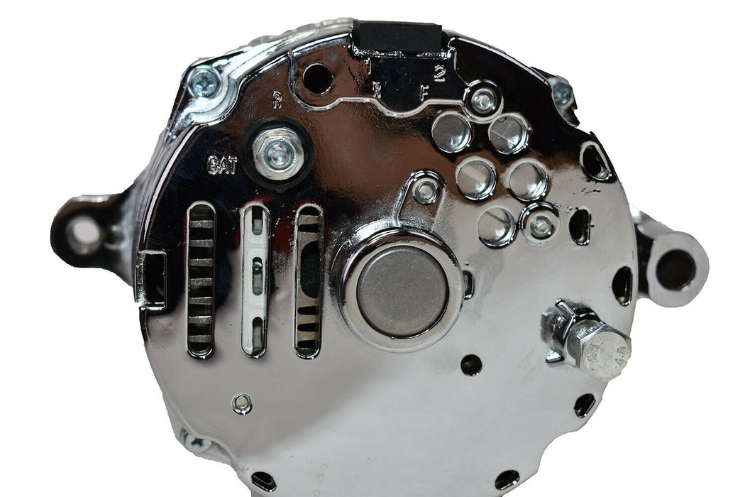 A-Team Performance 1G Style Alternator 1-Wire 110 Amp 10si Conversion 1 Groove V-Belt V6 and V8 Ford 1965-89 Chrome - Southwest Performance Parts