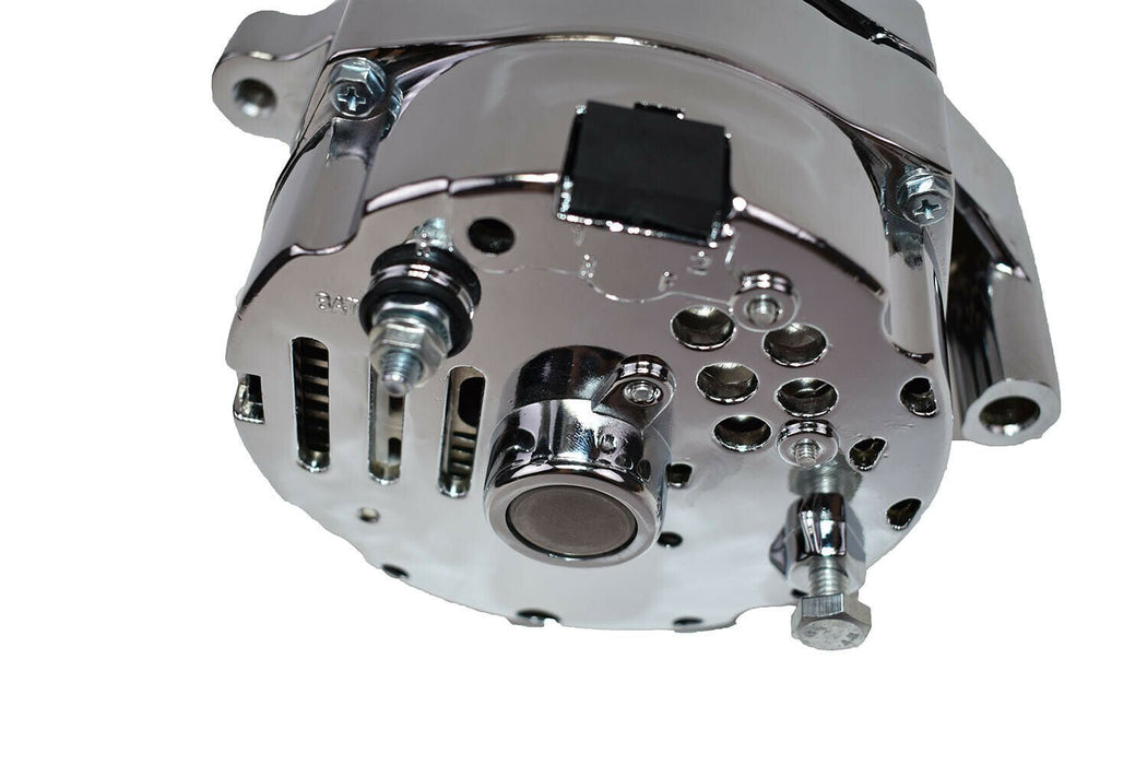 A-Team Performance 1G Style Alternator 1-Wire 110 Amp 10si Conversion 1 Groove V-Belt V6 and V8 Ford 1965-89 Chrome - Southwest Performance Parts