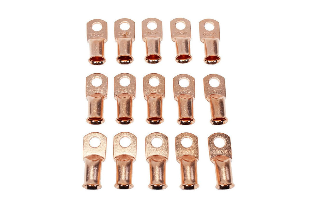 A-Team Performance 2-0 AWG Battery Cable 3-8" Tubular Lug Ring - Eye Terminals 15 Per Package - Southwest Performance Parts