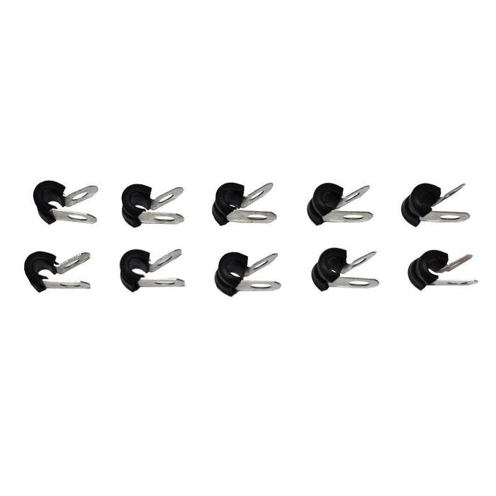 A-Team Performance 3-16 Line Clamp Stainless Steel Removable Neoprene Cushion — Brake Fuel Oil Lines Ignition Wires Battery Cables Protection 10 Pack - Southwest Performance Parts