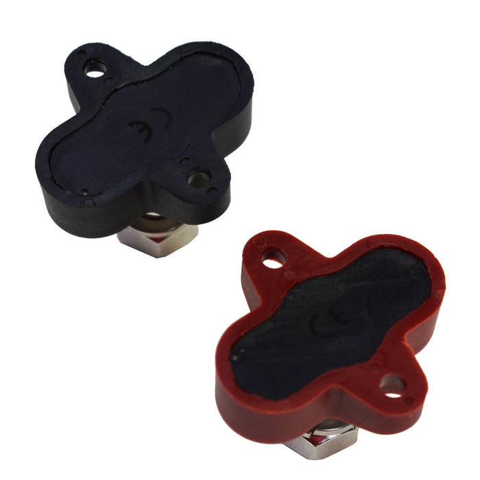 A-Team Performance 3-8" Stainless Steel Single Stud Power and Ground Junction Block Red and Black - Southwest Performance Parts