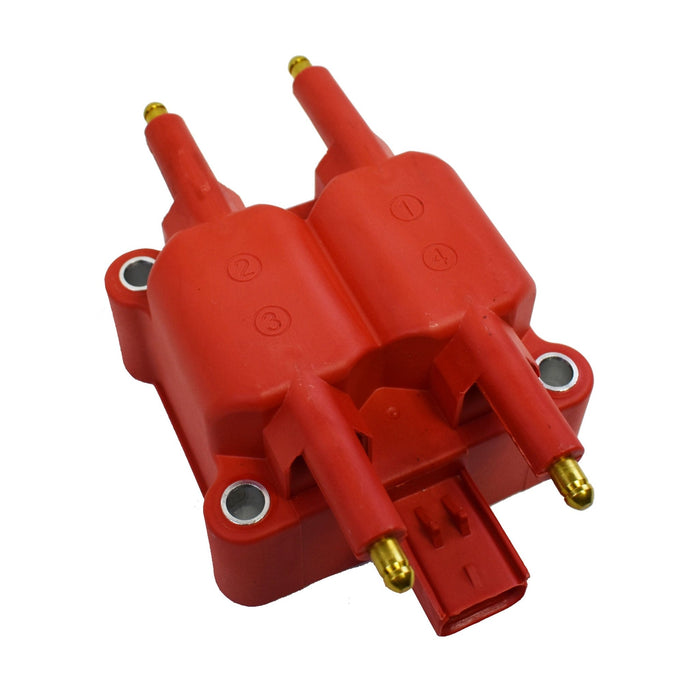 A-Team Performance 40K Volts High Output Ignition Coil For Mini Cooper, Dodge, Chrysler, Jeep, And Plymouth L4 Coil Pack Red - Southwest Performance Parts