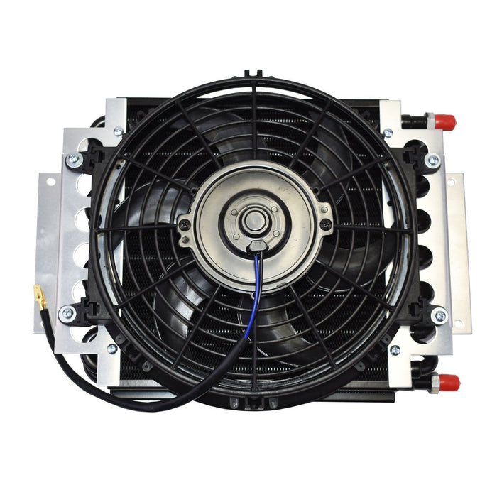 A-Team Performance 5" OIL COOLER W-10" ELECTRIC FAN & 3-8" FITTING 48" L HOSE KIT - Southwest Performance Parts