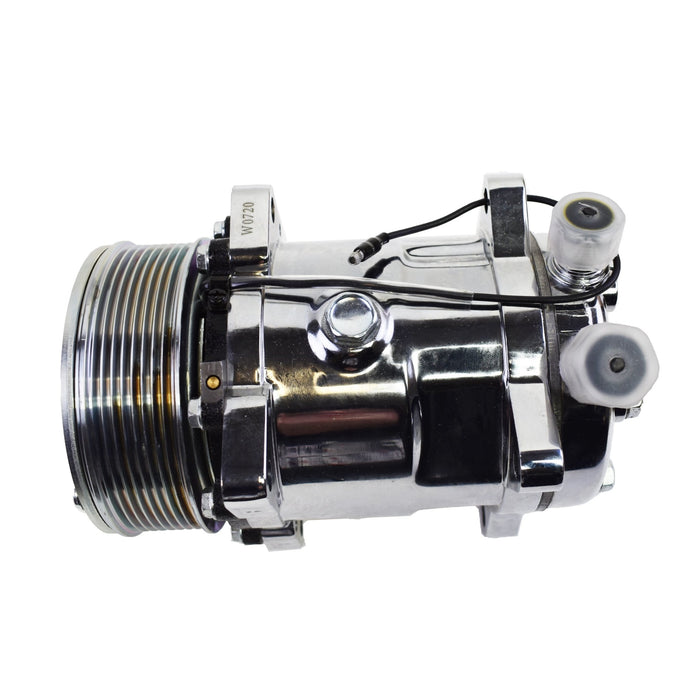 A-Team Performance 508 Style A-C Air Conditioning Compressor 7 Groove Serpentine Belt Pulley Chrome - Southwest Performance Parts