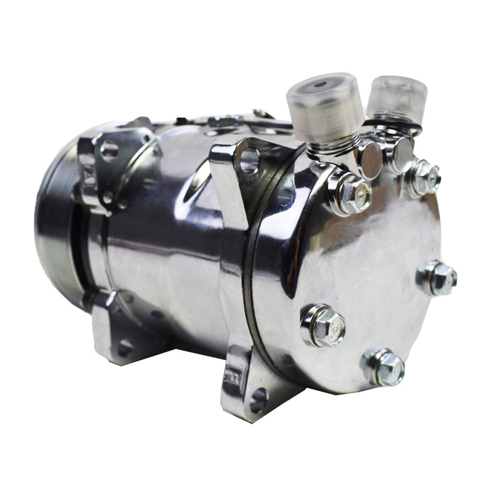 A-Team Performance 508 Style A-C Air Conditioning Compressor 7 Groove Serpentine Belt Pulley Chrome - Southwest Performance Parts
