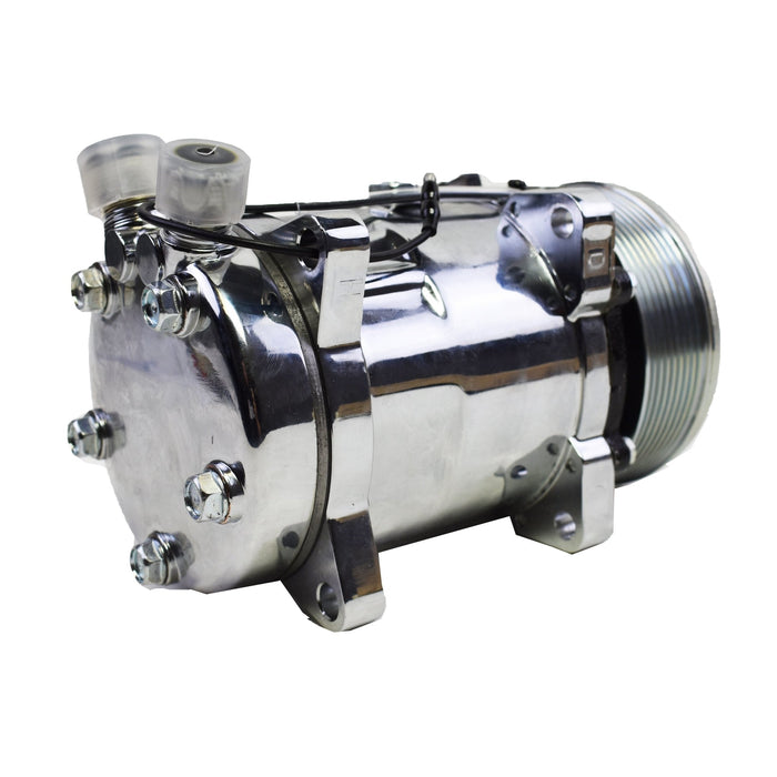 A-Team Performance 508 Style A-C Air Conditioning Compressor 7 Groove Serpentine Belt Pulley Chrome - Southwest Performance Parts