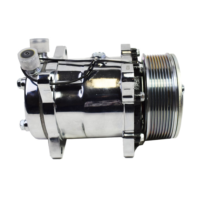 A-Team Performance 508 Style A-C Air Conditioning Compressor 7 Groove Serpentine Belt Pulley Chrome - Southwest Performance Parts
