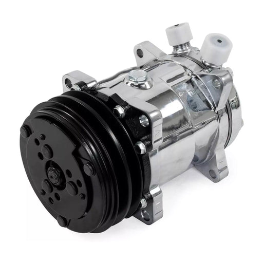 A-Team Performance 508 Style Clutch V-Belt A-C Compressor CHROME - Southwest Performance Parts