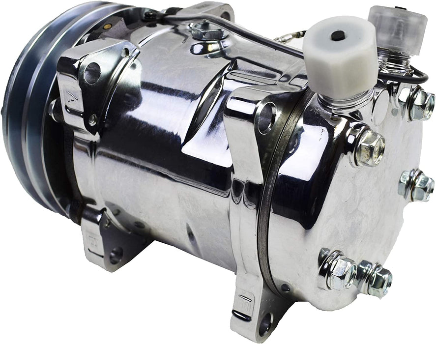 A-Team Performance 508 Style Silver Clutch V-Belt Universal Air Condition Compressor, Chrome - Southwest Performance Parts