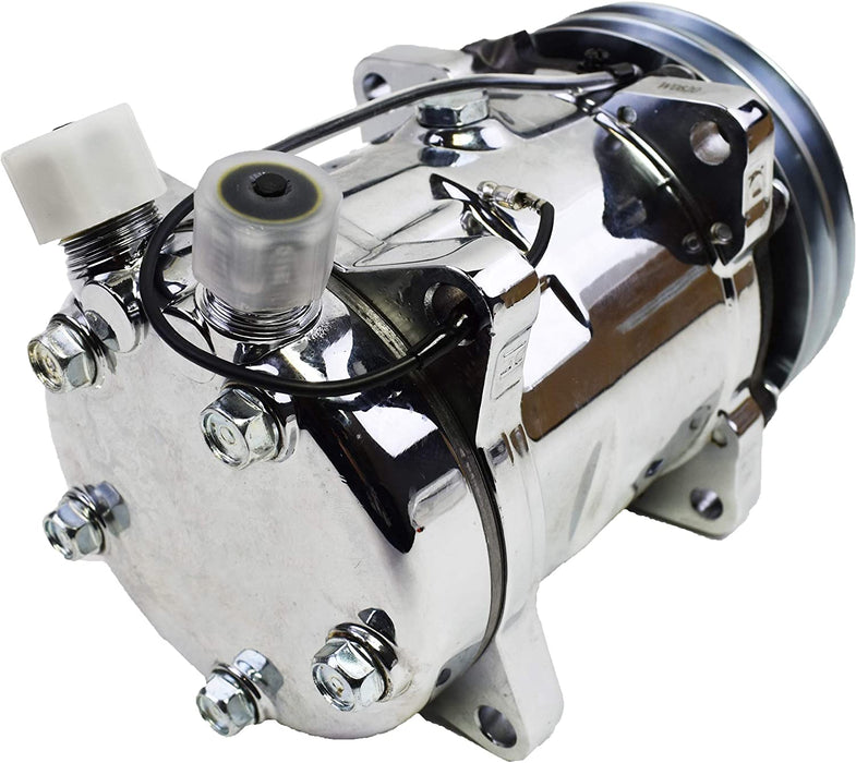 A-Team Performance 508 Style Silver Clutch V-Belt Universal Air Condition Compressor, Chrome - Southwest Performance Parts
