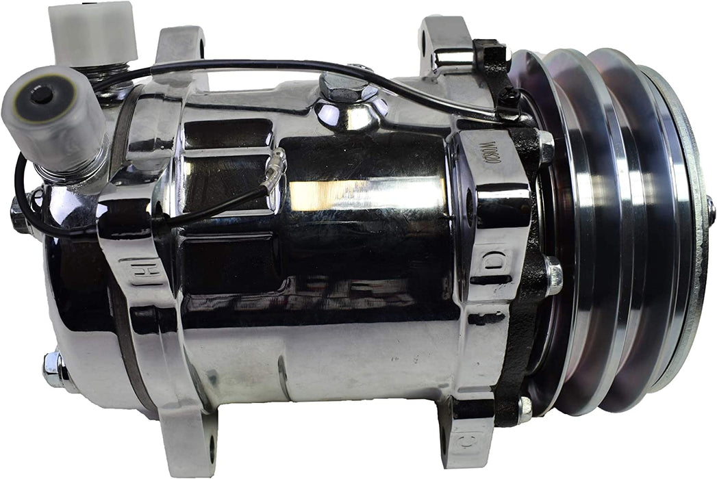A-Team Performance 508 Style Silver Clutch V-Belt Universal Air Condition Compressor, Chrome - Southwest Performance Parts