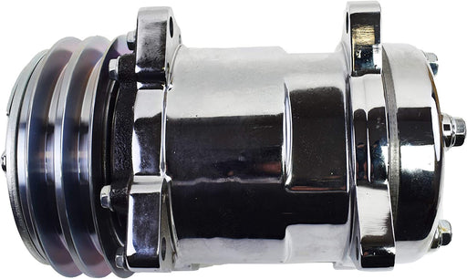 A-Team Performance 508 Style Silver Clutch V-Belt Universal Air Condition Compressor, Chrome - Southwest Performance Parts