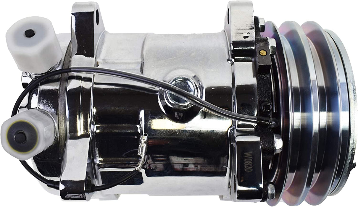 A-Team Performance 508 Style Silver Clutch V-Belt Universal Air Condition Compressor, Chrome - Southwest Performance Parts