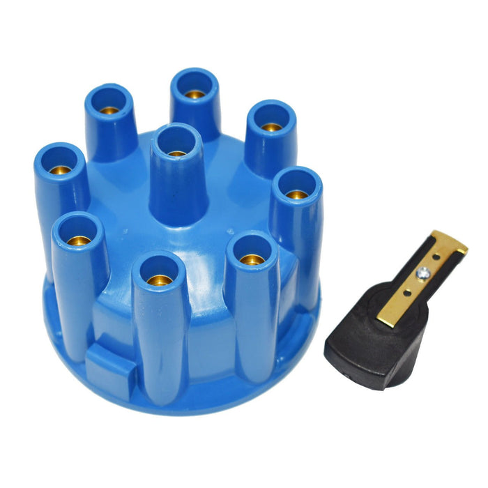 A-Team Performance 8-Cylinder Pro Billet & Ready to Run Cap & Rotor Kit Female Cap Fits A-Team Ready to Run Distributors (BLUE) - Southwest Performance Parts
