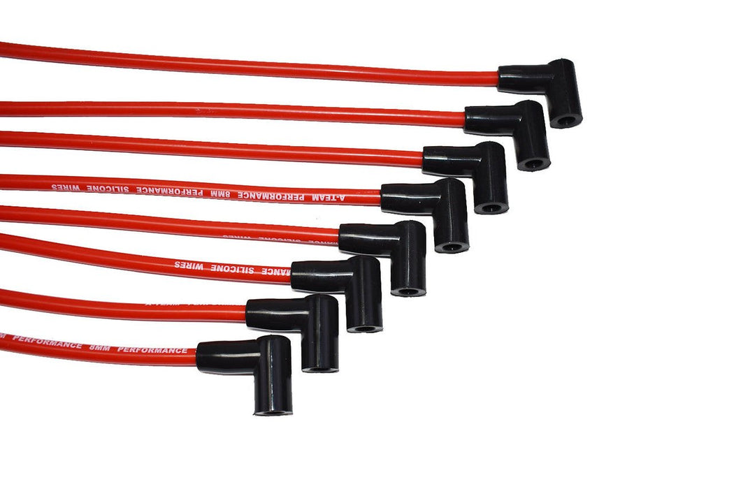 A-Team Performance 8.0mm Red Silicone Spark Plug Wires SBC Small Block Chevy Chevrolet GMC Under the Exhaust Wires HEI 283 305 307 327 350 400 - Southwest Performance Parts
