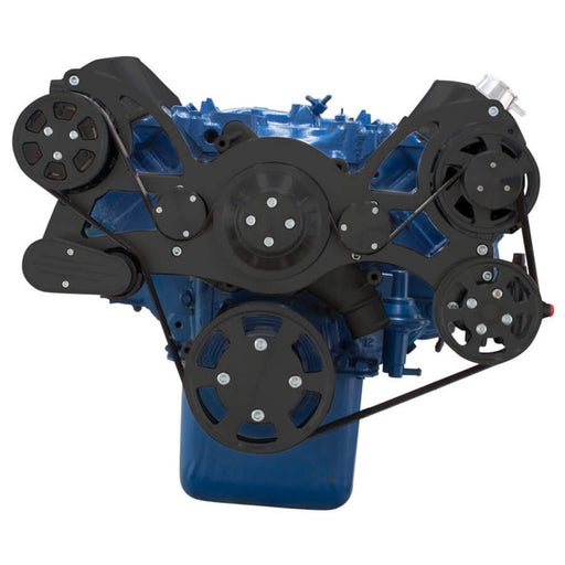 A-Team Performance Big Block Ford BBF Serpentine Complete Kit - with Alternator, Power Steering pump, Water Pump and AC Compressor (Black) - Southwest Performance Parts