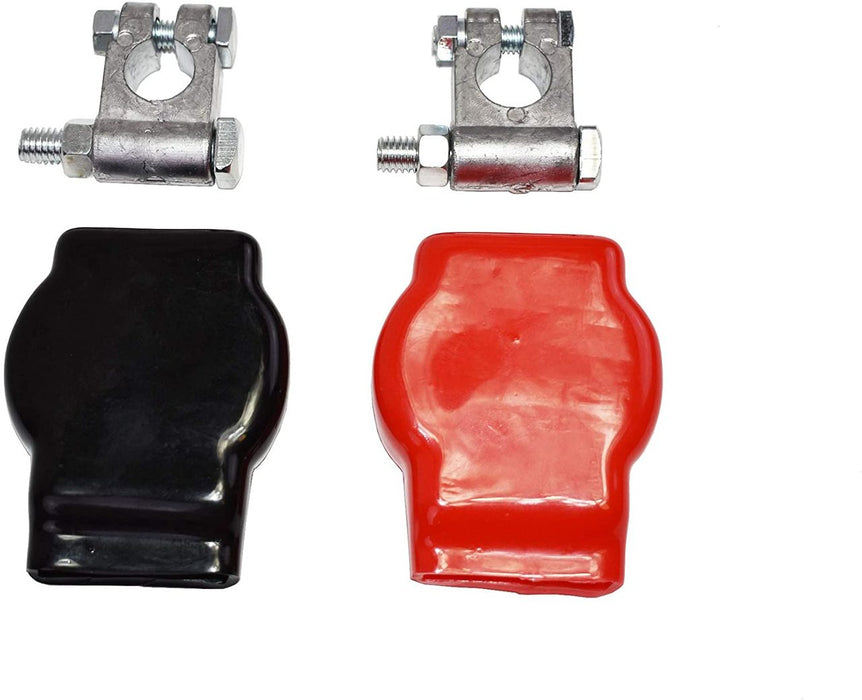 A-Team Performance Car Battery Terminal Connectors Military Spec Top Post Kit Auto Parts — Positive and Negative Cable Red and Black Covers — 3-8-Inch Bolt, 4-Piece Set - Southwest Performance Parts