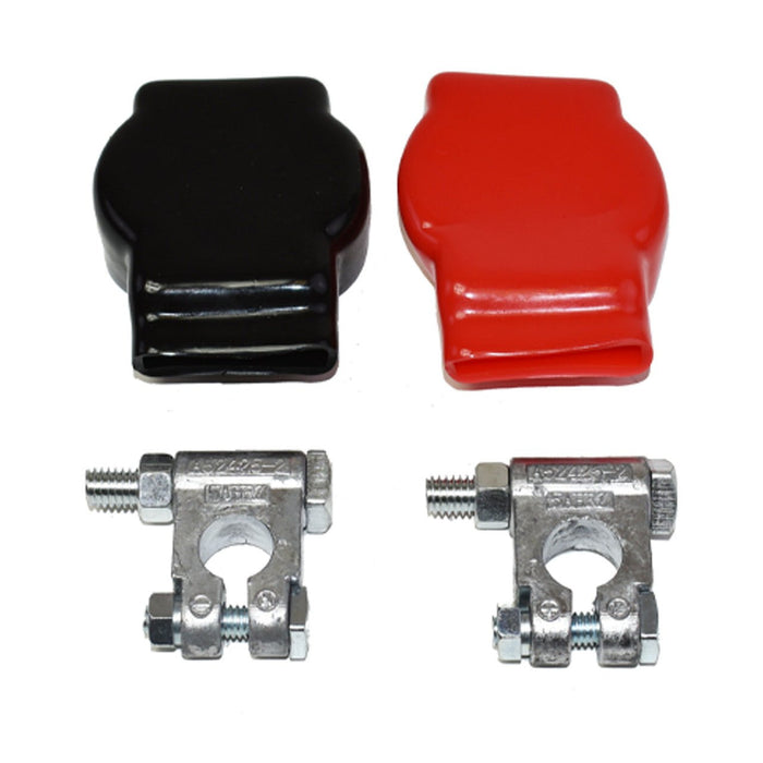 A-Team Performance Car Battery Terminal Connectors Military Spec Top Post Kit Auto Parts — Positive and Negative Cable Red and Black Covers — 3-8-Inch Bolt, 4-Piece Set - Southwest Performance Parts