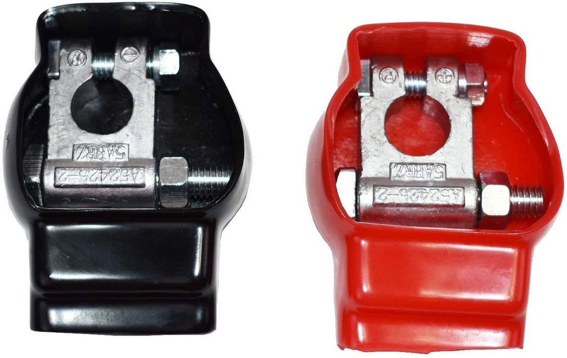 A-Team Performance Car Battery Terminal Connectors Military Spec Top Post Kit Auto Parts — Positive and Negative Cable Red and Black Covers — 3-8-Inch Bolt, 4-Piece Set - Southwest Performance Parts