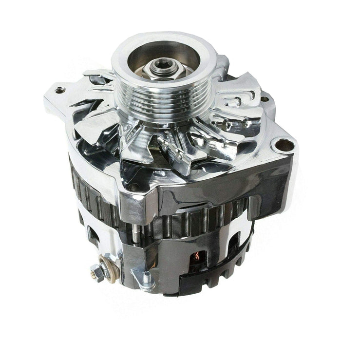 A-Team Performance CS130 Type 220 Amp Alternator with Serpentine Pulley Chevrolet BB V8 GEN. II, V, SB V8 GEN. I GM Diesel V8, GM Inline 4, 6, GM V6, Oldsmobile V6, Chrome - Southwest Performance Parts