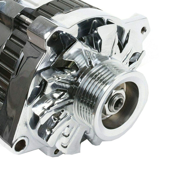 A-Team Performance CS130 Type 220 Amp Alternator with Serpentine Pulley Chevrolet BB V8 GEN. II, V, SB V8 GEN. I GM Diesel V8, GM Inline 4, 6, GM V6, Oldsmobile V6, Chrome - Southwest Performance Parts