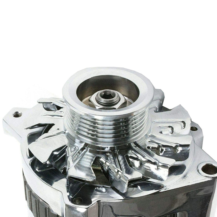 A-Team Performance CS130 Type 220 Amp Alternator with Serpentine Pulley Chevrolet BB V8 GEN. II, V, SB V8 GEN. I GM Diesel V8, GM Inline 4, 6, GM V6, Oldsmobile V6, Chrome - Southwest Performance Parts