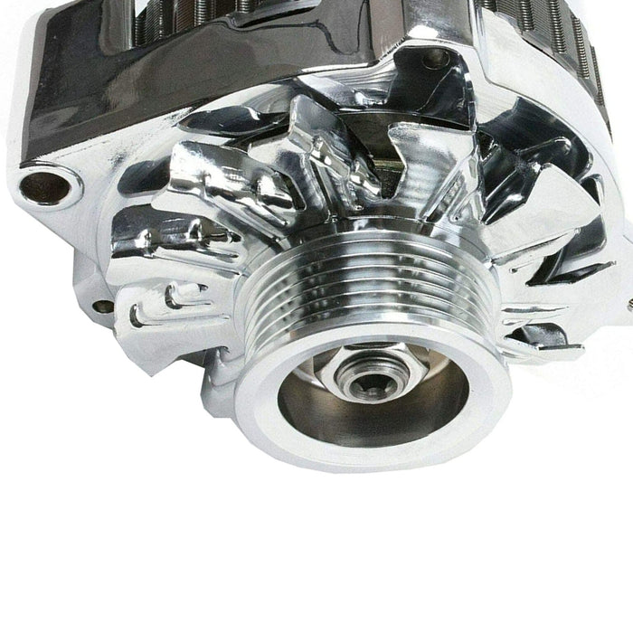 A-Team Performance CS130 Type 220 Amp Alternator with Serpentine Pulley Chevrolet BB V8 GEN. II, V, SB V8 GEN. I GM Diesel V8, GM Inline 4, 6, GM V6, Oldsmobile V6, Chrome - Southwest Performance Parts