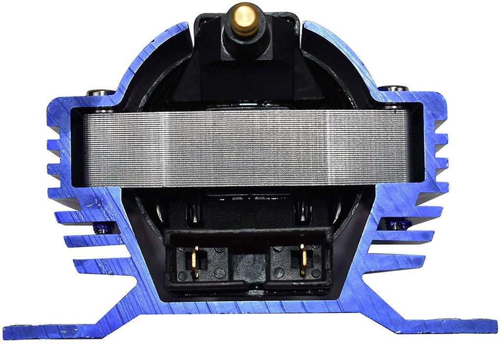 A-Team Performance E-Core Ignition Coil Remote Billet Aluminum Male E-Coil 50,000 Volts Blue - Southwest Performance Parts