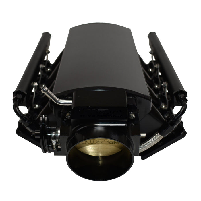 A-Team Performance EFI Fabricated Intake Manifold with Fuel Rails & Throttle Body Short Compatible with GM Chevrolet LS LSX LS3 L92 SBC Small Block Chevy V8 GEN. III-IV (LS-BASED) BLACK - Southwest Performance Parts