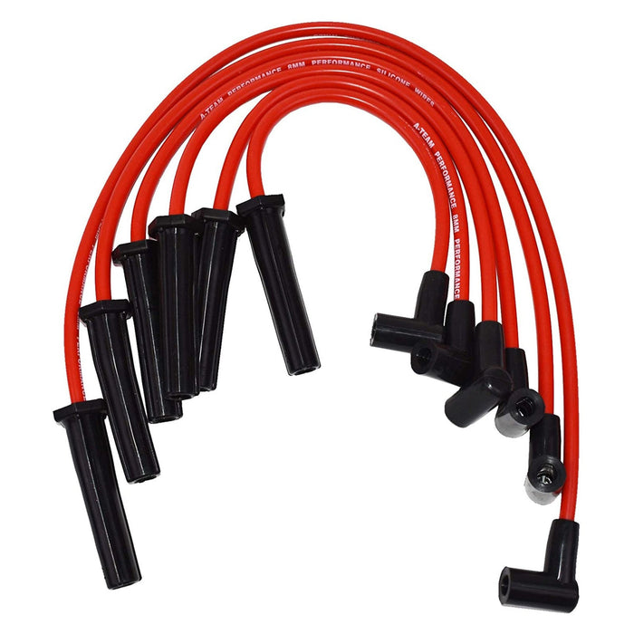 A-Team Performance GMC Chevy 6 Cylinder 230 250 292 6 Cyl 8.0mm Red Silicone Spark Plug Wires - Southwest Performance Parts