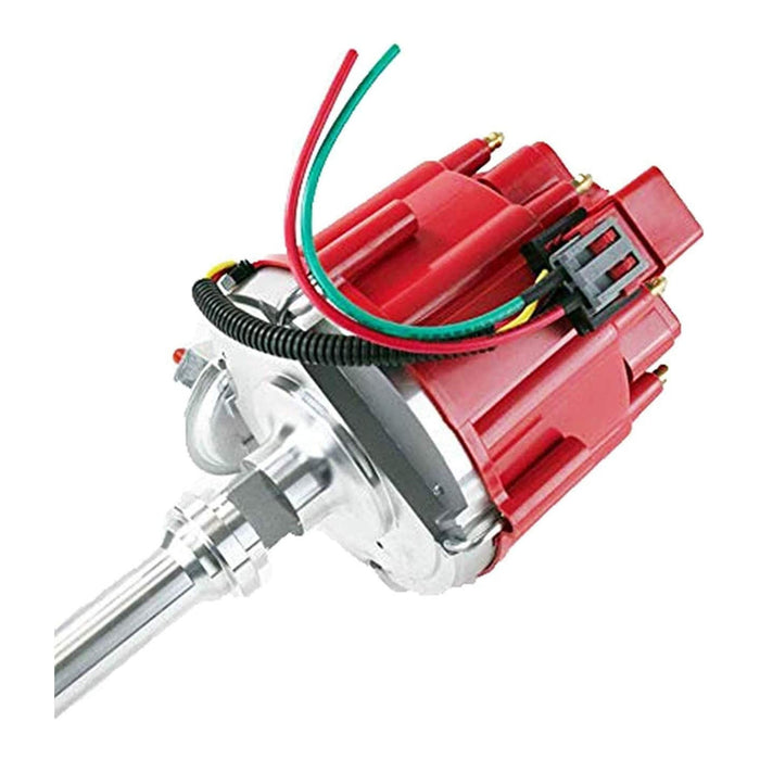 A-Team Performance HEI Distributor 65K Coil 7500 RPM Complete Kit w-Red Silicone Spark Plug Wires & HEI Pigtail Harness Compatible with Chevrolet Chevy GM GMC Truck Late Model Inline 6CYL 230 250 292 - Southwest Performance Parts