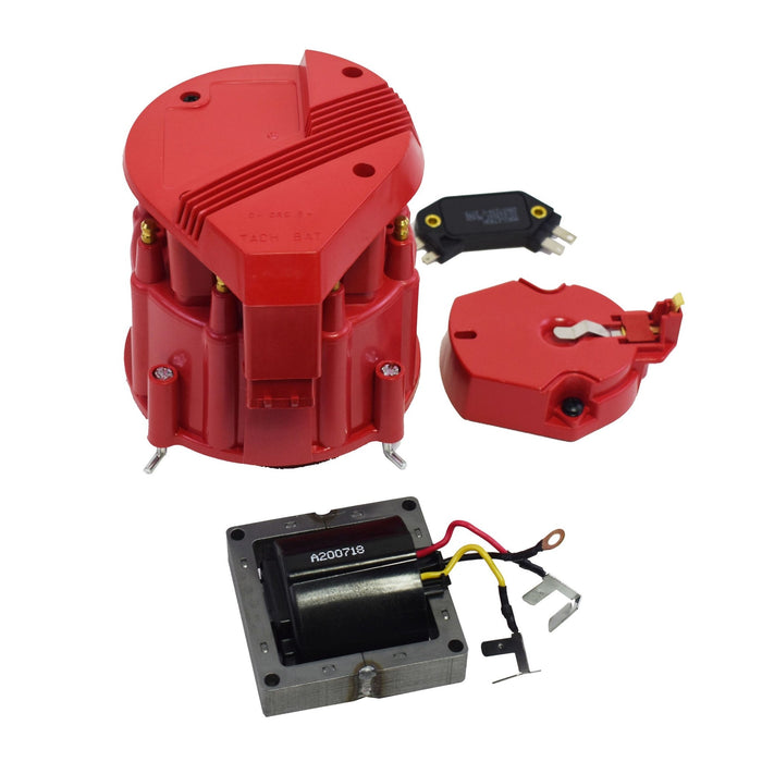 A-Team Performance HEI Distributor 8-Cylinder Tune-Up Kit Male Cap 65k Volt Ignition Coil (Red Super Cap) - Southwest Performance Parts