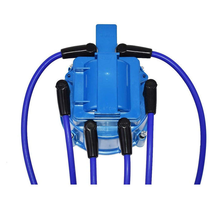 A-Team Performance HEI Distributor Blue Cap, Blue Silicone Spark Plug Wires Set and Pigtail Wiring Harness Kit Compatible with Ford 240 and 300 Engines F100 F150 F250 E150 - Southwest Performance Parts