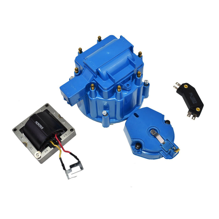 A-Team Performance HEI Distributor Tune-Up Kit 8-Cylinder 65K Ignition Coil Male Cap (Blue) - Southwest Performance Parts