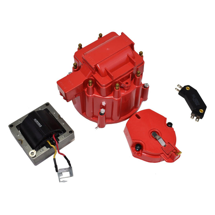 A-Team Performance HEI Distributor Tune-Up Kit 8-Cylinder 65K Ignition Coil Male Cap (Red) - Southwest Performance Parts