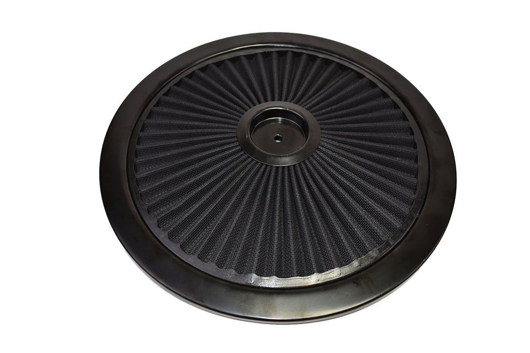 A-Team Performance High Flow Replacement Air Cleaner Assembly w-Flow-Thru Lid, Washable and Reusable Round Element Kit Includes Star Wing nut for Chevrolet GMC Ford 14"x3" Black - Southwest Performance Parts
