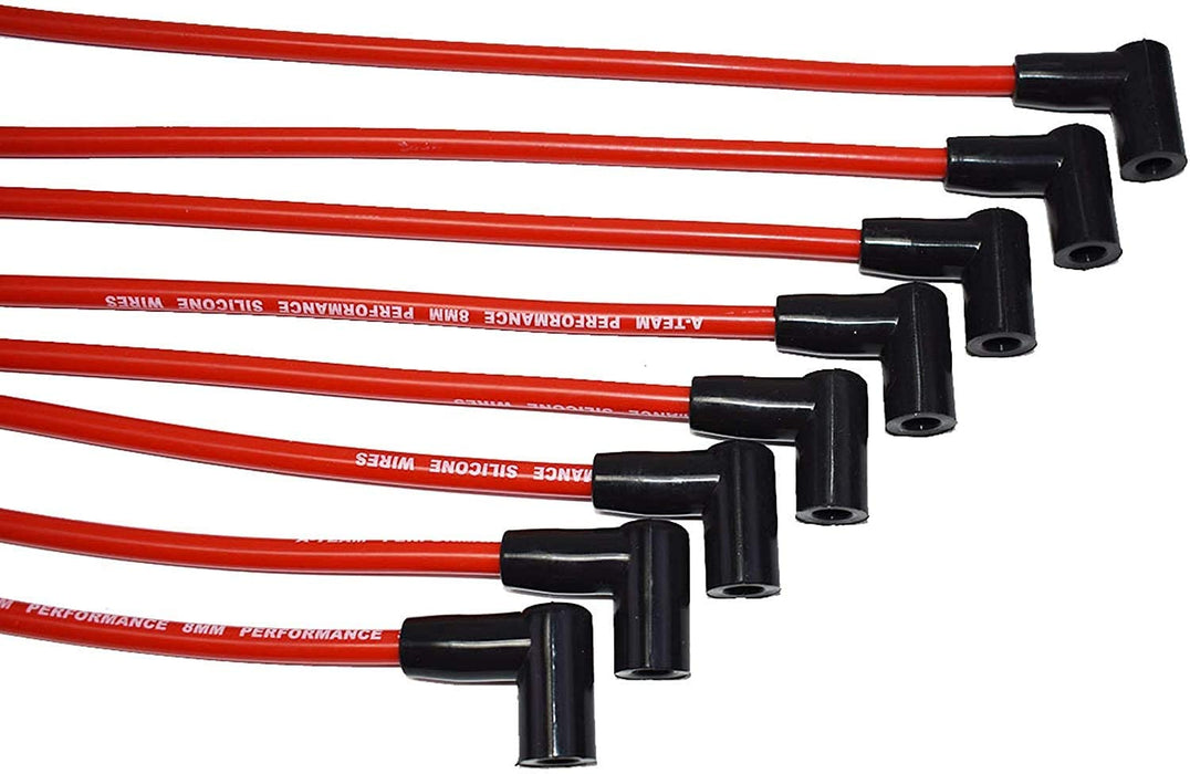 A-Team Performance Pro Series Ready 2 Run Distributor, 8.0mm Under the Exhaust Spark Plug Wires, 45K Volts Canister Coil, Coil Wire For Chevrolet GMC SB BB 327 350 396 454 Fixed Collar Red - Southwest Performance Parts