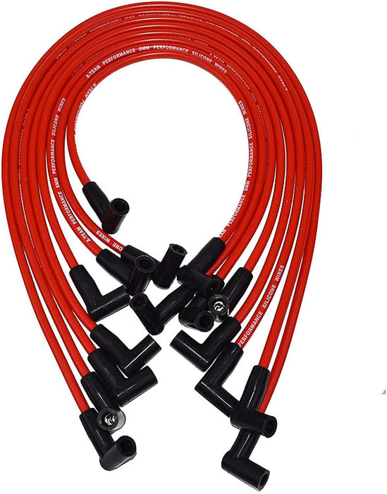 A-Team Performance Pro Series Ready 2 Run Distributor, 8.0mm Under the Exhaust Spark Plug Wires, 45K Volts Canister Coil, Coil Wire For Chevrolet GMC SB BB 327 350 396 454 Fixed Collar Red - Southwest Performance Parts