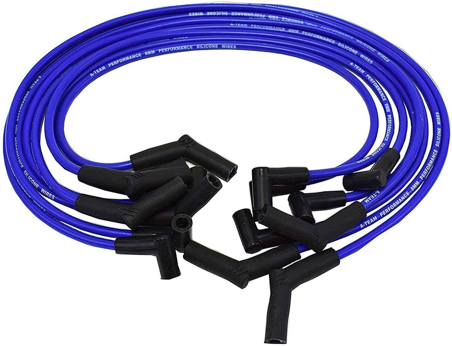 A-Team Performance Ready 2 Run Distributor, 8.0mm Spark Plug Wires, 50k Volts E-Coil, and Coil Wire For Ford Windsor V8 221, 260, 289, 302 Blue Cap - Southwest Performance Parts