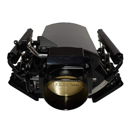 A-Team Performance Short Fabricated Black GM LS1 LS2 Intake Manifold w- Fuel Rails & Throttle Body - Southwest Performance Parts