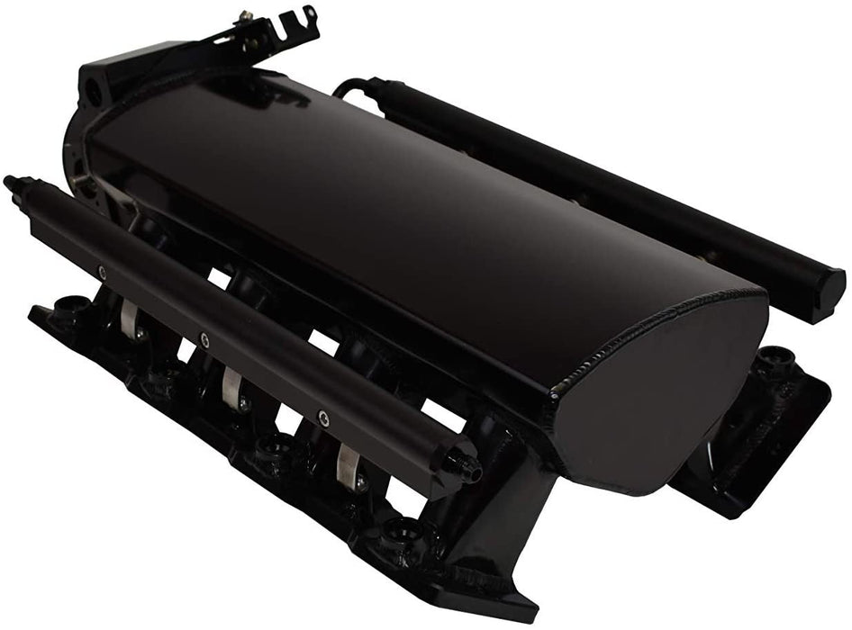 A-Team Performance Short Fabricated Black GM LS1 LS2 Intake Manifold w- Fuel Rails & Throttle Body - Southwest Performance Parts