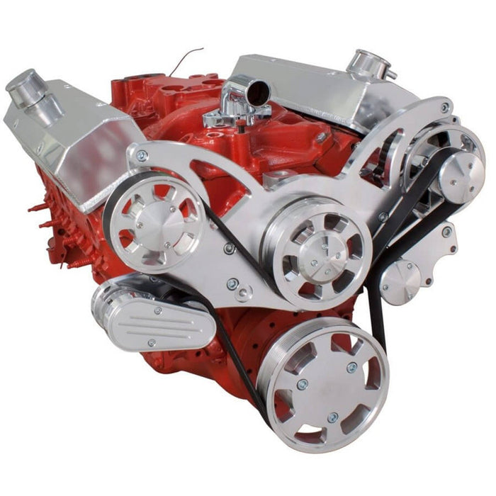 A-Team Performance Small Block Chevy SBC Serpentine Kit - with Chrome Alternator - Southwest Performance Parts