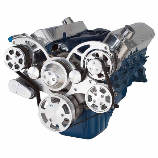 A-Team Performance Small Block Ford SBF 351C, 351M and 400 Serpentine Complete Kit - with Alternator, Power Steering Pump, Water Pump and AC Compressor(Polished) - Southwest Performance Parts