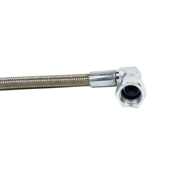 A-Team Performance Steel Braided Turbo Oil Feed Line 60" Length -4AN 90 degree straight Hose End Pressure Stainless Remote Turbocharger Sensor Teflon 4 AN - Southwest Performance Parts
