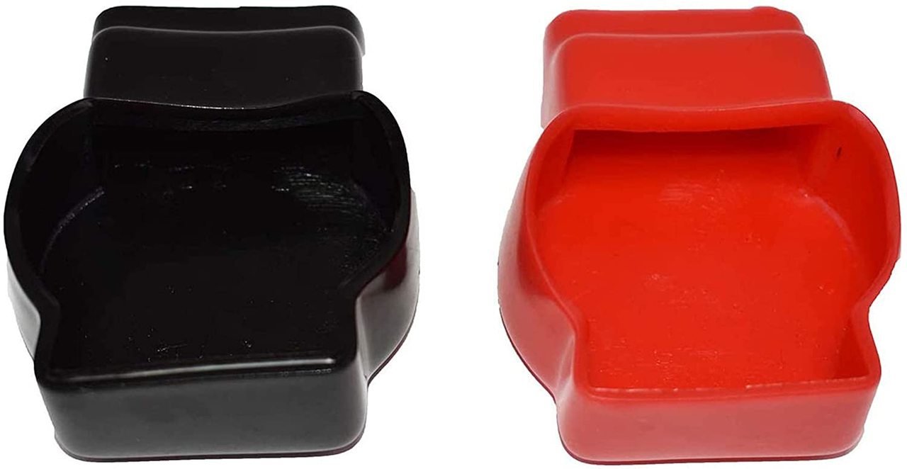 A-Team Performance Universal Flexible Vinyl Military Spec Battery Terminal Covers, Copper Plating UL94 Flame Class V-2 Positive, and Negative, Red and Black - Southwest Performance Parts