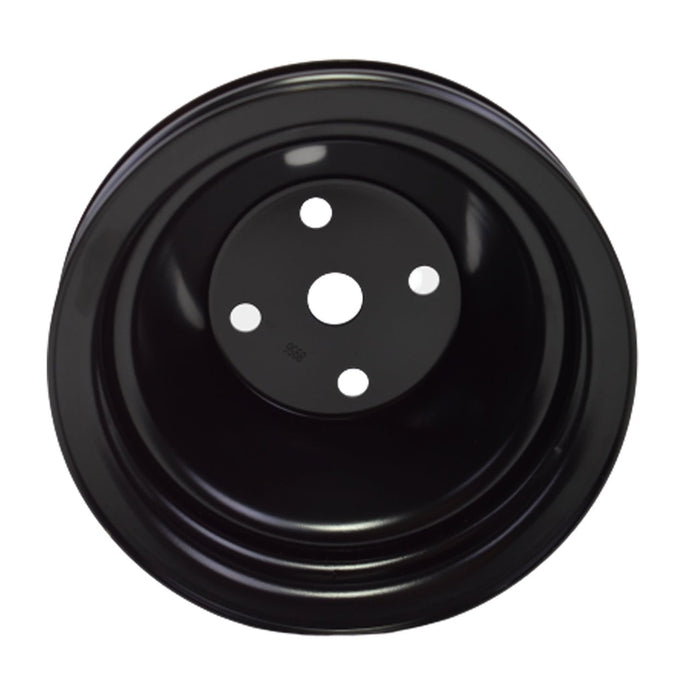 A-Team Performance Water Pump Pulley Double-Groove LWP Long Water Pump Compatible with Small Block Chevy SBC 262 265 267 283 302 305 307 327 350 400, Black Steel - Southwest Performance Parts