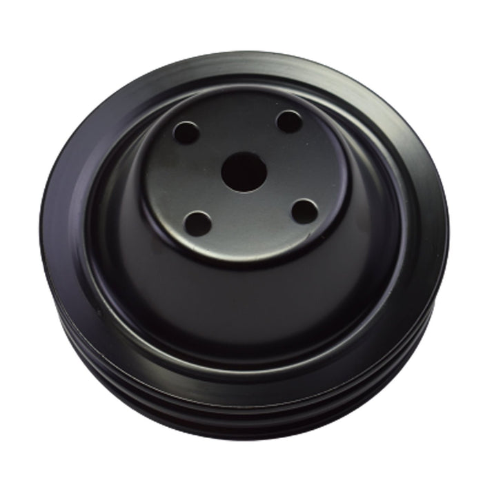 A-Team Performance Water Pump Pulley Double-Groove LWP Long Water Pump Compatible with Small Block Chevy SBC 262 265 267 283 302 305 307 327 350 400, Black Steel - Southwest Performance Parts